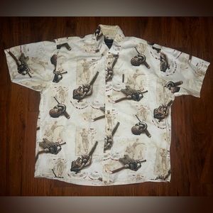 NORTH RIVER Baseball Print Button Up Shirt Size XL